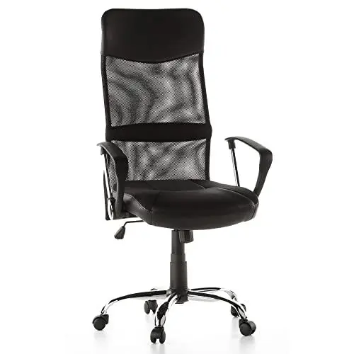 Produktbild: hjh OFFICE 668010 Bürostuhl ARTON 20 Kunstleder Schwarz Home-Office Drehstuhl mit Netzrücken