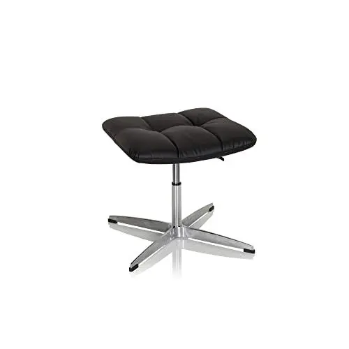 Produktbild: hjh OFFICE 671007 Retro Hocker SARANTO PU Schwarz Home-Office Sitzhocker Polsterhocker, höhenverstellbar