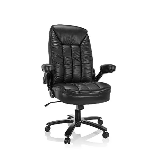 Produktbild: hjh OFFICE 691020 XXL Drehstuhl Instructor III Kunstleder Schwarz Bürostuhl bis 220kg belastbar, Armlehnen klappbar