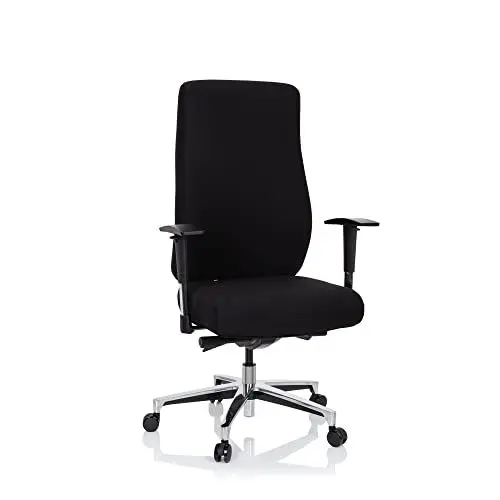 Produktbild: hjh OFFICE 702312 Profi Bürostuhl FORCOM Stoff Schwarz Drehstuhl gepolstert, breite Sitzfläche, hohe Rückenlehne, bis 130kg belastbar