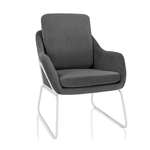 Produktbild: hjh OFFICE 719226 Lounge Sessel LAGUNO W Stoff moderner Relaxsessel mit Kufengestell im Industrial-Design, gepolstert, Dunkelgrau