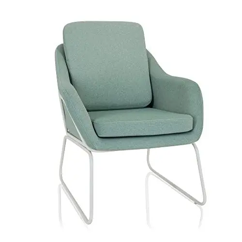 Produktbild: hjh OFFICE 719227 Lounge Sessel LAGUN W Stoff moderner Relaxsessel mit Kufengestell im Industrial-Design, gepolstert, Mint-Grün