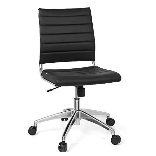 Produktbild: hjh OFFICE 720002 Bürostuhl Trisha Kunstleder Schwarz moderner Drehstuhl ohne Armlehnen, höhenverstellbar