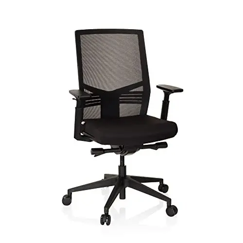 Produktbild: hjh OFFICE 720096 Profi Bürostuhl VARETO I Stoff/Netz Schwarz Drehstuhl ergonomisch, Rückenlehne & Armlehnen höhenverstellbar