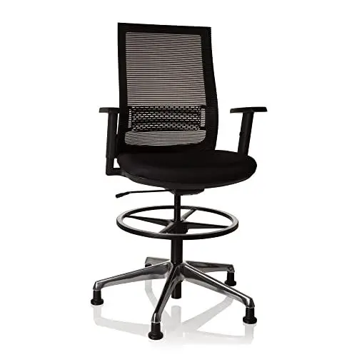 Produktbild: hjh OFFICE 721942 Arbeitsstuhl hoch TOP Work 99 Stoff Schwarz ergonomischer Counterstuhl mit Gleiter