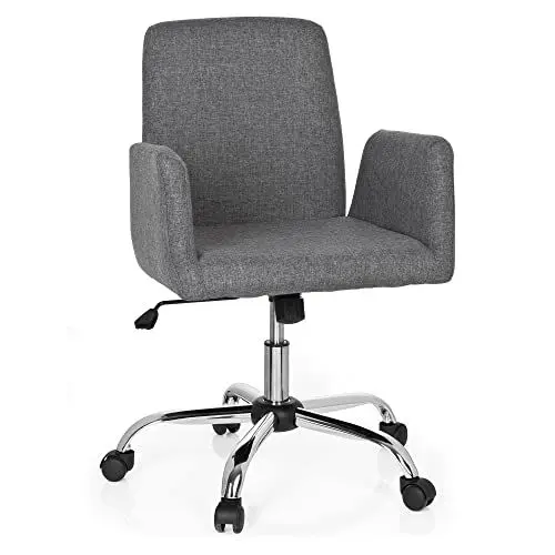 Produktbild: hjh OFFICE 723030 Living Stuhl Flow Stoff Grau Bürostuhl Drehsessel gepolstert mit Rollen & Wippfunktion, höhenverstellbar