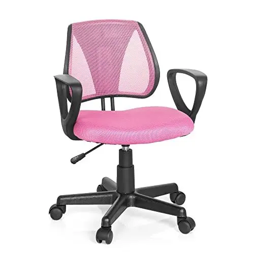 Produktbild: hjh OFFICE 725104 Kinder- und Jugenddrehstuhl KIDDY CD Netzstoff Rosa höhenverstellbare Rückenlehne, Stuhl mit Armlehnen