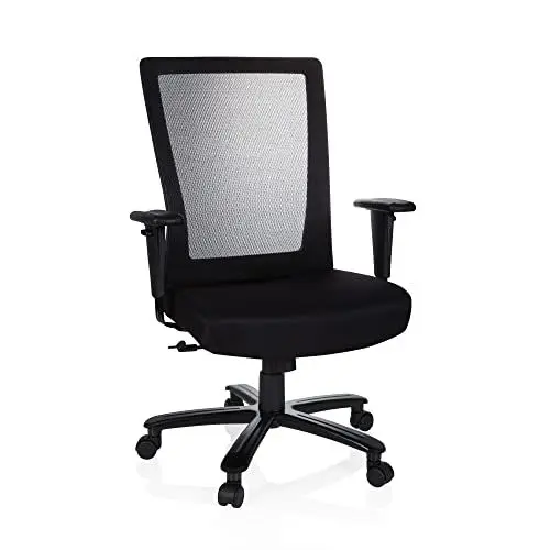 Produktbild: hjh OFFICE 738010 Bürostuhl XXL Extender Stoff Schwarz Drehstuhl bis 150kg belastbar, Netzrücken