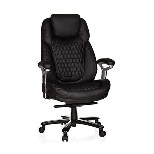 Produktbild: hjh OFFICE XXL Chefsessel PULLMANN Kunstleder Bürosessel bis 180 kg belastbar, bequem gepolstert, höhenverstellbar, Schwarz 738020