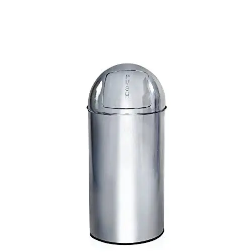 Produktbild: hjh OFFICE 741004 Mülleimer klein Push Chrom 35L Retro Abfallsammler mit Push-Klappe