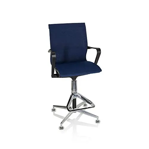 Produktbild: hjh OFFICE 790013 Arbeitsstuhl TOP Work 306 Stoff Blau Bürostuhl Counterstuhl mit Fußstütze, höhenverstellbar, atmungsaktiv