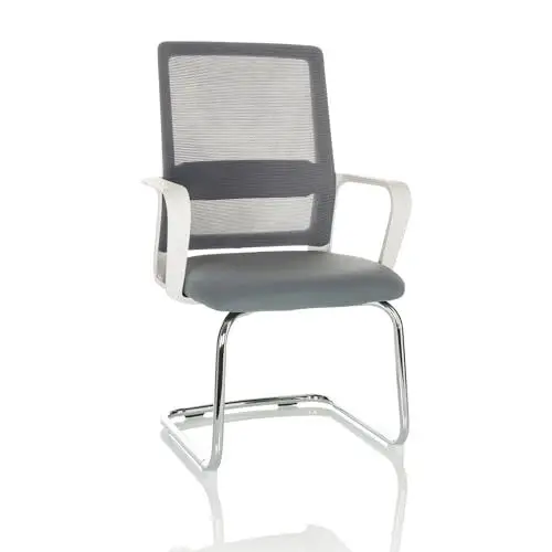 Produktbild: hjh OFFICE Freischwinger Stuhl Visiter W Stoff/Netzstoff Stuhl Besucherstuhl mit Lordosenstütze, ergonomisch, Grau, 729442