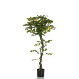 Produktbild: hjh OFFICE Kunstpflanze Lemon Deko Pflanze künstlich 135 cm, Zitronenbaum, pflegeleichter Kunstbaum, Grün 871058