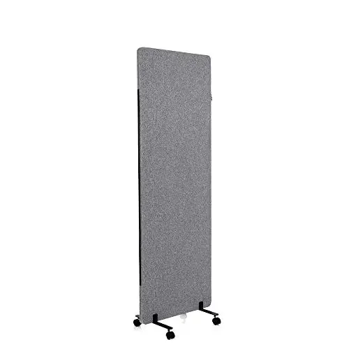 Produktbild: hjh OFFICE Mobile Akustik Trennwand einzeln 177 x 60 cm FLEXMIUT Stoff Dunkelgrau Raumteiler Mittelpanel mit Rollen & Gleiter 891007