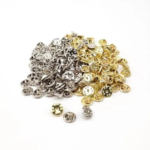 Produktbild: HJIAMA 200 Stück Pins Anstecker, Verschlussstift Rückseiten, Gold und Silber Anstecker pin Schmuckzubehör Schmetterlingsverschluss Praktische Schnalle, für Abzeichen Schmetterlingskupplung Rückseiten