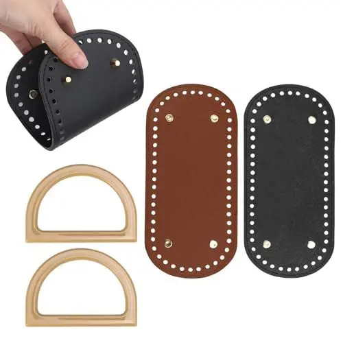 Produktbild: HJIAMA 2 Stück 22×10 cm Taschen Häkeln, Taschenboden zum Häkeln, Taschenboden, mit Griff, Gewebter Taschenboden, für Gewebte Tasche DIY