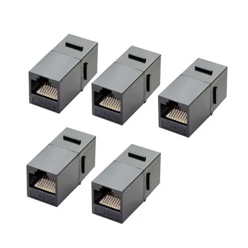 Produktbild: HJIAMA 5 Stück Rj45 Kupplung Cat 6 Lan Kabel Verlängerung, Cat 6 Lan Adapter 250 MHz, Unterstützung 1000 Mbps, Direktes Einstecken, Praktisch für TV-Box, Router, PC, Netzwerkkabel