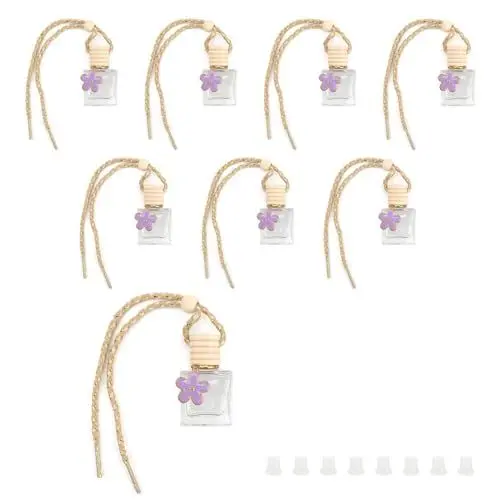 Produktbild: HJIAMA Auto Parfüm Glasflasche Leer 8 Stück 10 ml Auto Lufterfrischer Anhänger, leichte Luxus Hängedekorationen, Aromatherapie Ätherisches Öl Diffusor, für Autos, Büros, Schlafzimmer
