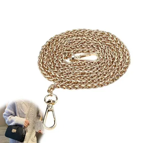 Produktbild: HJIAMA Kette für Tasche 1,2 Meter, Taschengurt Gold, Polierverfahren, mit 360° Drehbarer Schnalle, Taschen Kette, Geeignet für Umhängetaschen, Handtaschen