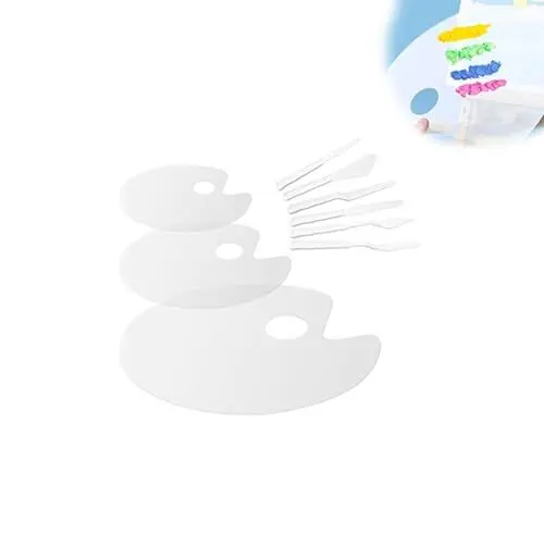 Produktbild: HJIAMA Malpalette, Kunststoffpalette, Aquarellpalette mit 3 Paletten, 6 Malmessern, Paletten für Malerei, Basteln, Handwerk