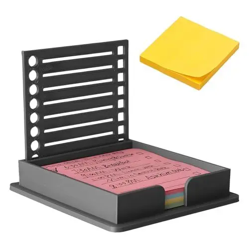 Produktbild: HJIAMA Notizzettel Box, Mini Zettelkasten, Zettelbox mit 4 Farbigen Haftnotizen, 100 Blatt Haftnotizen, Aufbewahrungsbox für Haftnotizen Aus Kunststoff