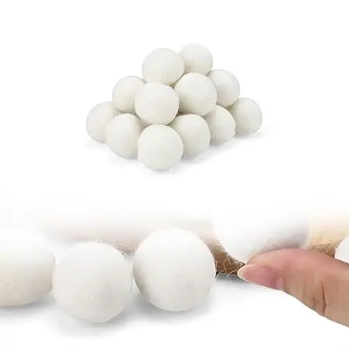 Produktbild: HJIAMA 20 Stück Trocknerball, Trocknerkugeln, Weiß, Reiner Wolle, Trocknerbälle für Wäschetrockner, Geeignet zum Aufsaugen von Flusen und zum Trocknen von Kleidung