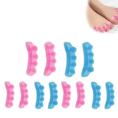 Produktbild: HJIAMA 12 Stück Zehenspreizer, toe Stretcher-Silikon, Dehnen Sie Ihre Zehen, Zehenabstandshalter, Geeignet für Zehenkorrektur, Sehnendehnung