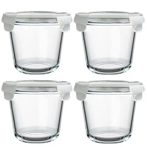 Produktbild: H.JSS WDJS Glasbehälter Mit Deckel 710 ml, Rund glasbehälter mit deckel stapelbar, Glas Frischhaltedosen, Meal Prep Gläser, Suppenbehälter Mit Luftdichten Deckeln, Mikrowellen、 Spülmaschinenfest（4er）