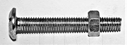Produktbild: HKB ® 10 Stück Linsenkopf Schrauben, Stahl verzinkt, Kreuz-Schlitz und Schlitz, M6, 45mm Vollgewinde, mit Sechskant-Mutter, Artikel-Nr. 50607
