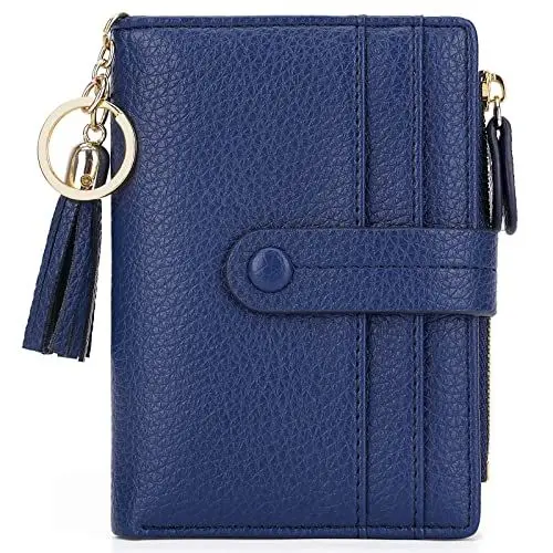 Produktbild: HKCLUF Geldbörse Damen Kleine, Geldbeutel Frauen Leder, RFID Portemonnaie Brieftasche Münzfach mit Quaste Damengeldbörsen Reißverschluss Viele Fächer(B07-Dunkelblau)