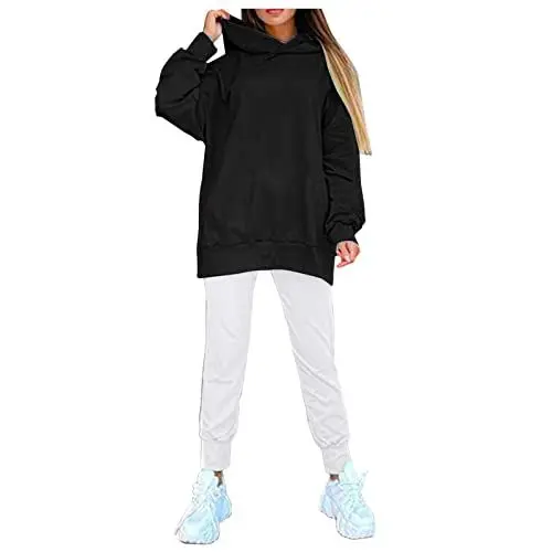 Produktbild: Hkdjaess Damen Jogginganzug Zweiteiler Outfit 2 Stück Baumwoll üBergröße Langarm Suit Zweiteiler Lässiger Leichter Oversized Tracksuits Outfits Pullover und Sporthose Sportanzug Sweatanzug
