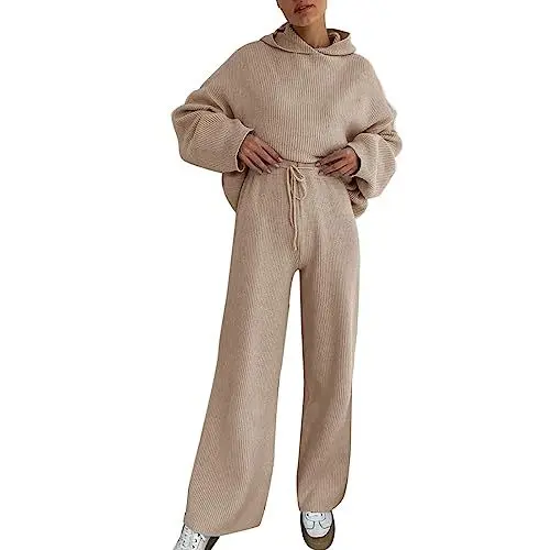 Produktbild: Hkdjaess Jogginganzug Damen Lang Freizeitanzug Sets Joggen Musselin Suit Anzug Kordelzug Training Weich Jogginanzug Freizeitanzug Trainingsjacke und Jogginghose Zweiteiler Trainingsanzug