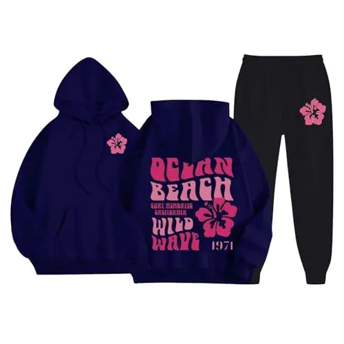 Produktbild: Hkdjaess Zweiteiler Damen Jogginganzug Joggen Festliche Jogger Set Jogginganzug Joggers Sportkleidung Herbst Freizeitanzug Anzug Sweatshirt Mit Kapuze und Sweatpants Fitnessanzug Trainingsanzug