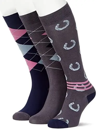 Produktbild: HKM 10465 Reitsocken Cardiff, Reitstrümpfe, Atmungsaktiv, 3Paar/Pck. Grau/Blau, 39-42