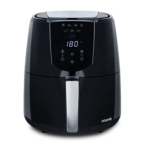Produktbild: H.KOENIG Ölfreie Fritteuse Air Fryer FRY800, Kapazität 4 L, 7 Kochprogramme, Temperatur einstellbar von 80°C bis 200°C, Touchscreen, Abnehmbarer Korb, Spülmaschinengeeignet, 1400 W