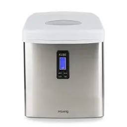 Produktbild: H.Koenig Eiswürfelmaschine KB15 - ca. 15 kg Eiswürfel pro Tag - Produktionszeit 6-13 min. - 3 Eiswürfelgrößen - Wasserstandsanzeige, 100 W - Edelstahl - Silber