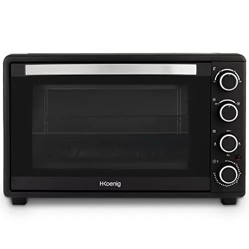 Produktbild: H.Koenig Mini-Backofen FO45, 45L, Elektro, Kompakt Freistehend, Multifunktionell, Leistungsstark 2000W Programmierbar, 230°, 60 min Timer, Abschaltautomatik, Glastür, Grill und Tropfschale