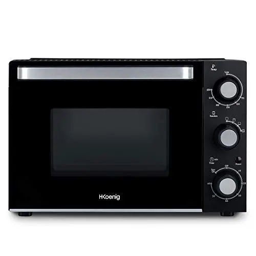 Produktbild: H.Koenig Mini Backofen, 20L, Elektrisch, FO20, Stellbar, Kompakt, Multifunktion, Leistungsstark, 1400W, Programmierbar, 4 Kochstufen, 230°, 60 Min. Timer, Glastür mit Doppelverglasung