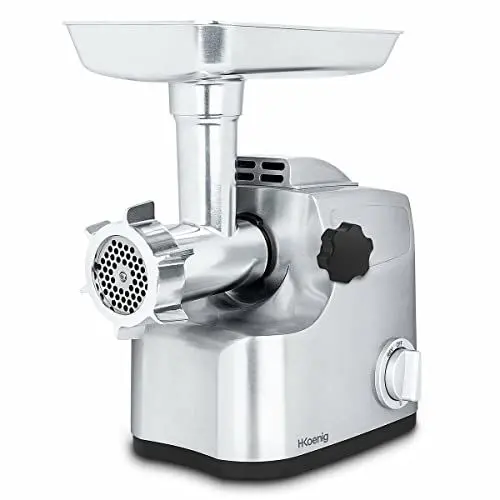 Produktbild: H.Koenig Professioneller, leistungsstark, bis zu 2 kg/m Elektrischer Fleischwolf WMG800, Edelstahl, 2 liters, Mehrfarbig