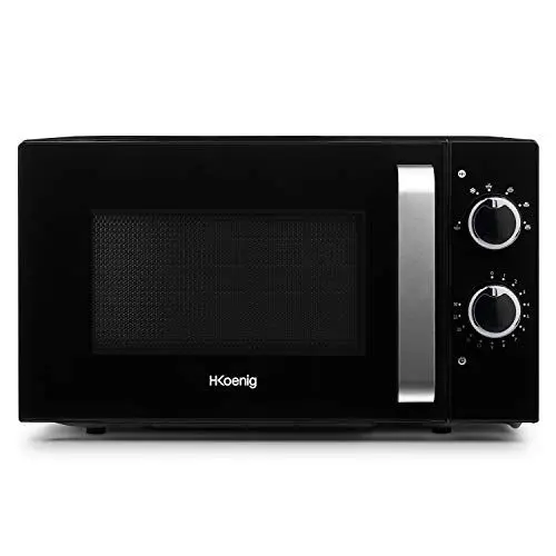 Produktbild: H.Koenig VIO8 Mikrowelle 20L Schwarz, Compact Design, Leistungsstark 700 W, Drehteller 24,5cm, Multifunktion 5 Heizstufen, Auftaufunktion, Timer bis 30 min.