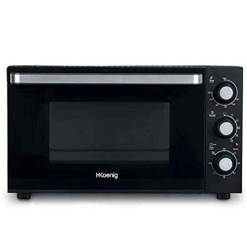 Produktbild: H.Koenig elektrischer Mini-Backofen 30L FO30 Kompakt, Freistehend, Multifunktionell, Leistungsstark 1500W, Programmierbar - 6 Modi, 230°, 60 Min Timer, Glastür Doppelverglasung, Antihaft-Backblech