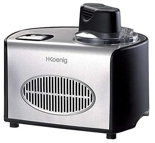 Produktbild: H.Koenig Professionelle Eismaschine HF250, Elektrische Eismaschine 1,5L, 150 W, Kühlen & Kalthalten, Schnelle Zubereitung, Kompressor - Gefrorener Joghurt, Sorbet und Eiscreme
