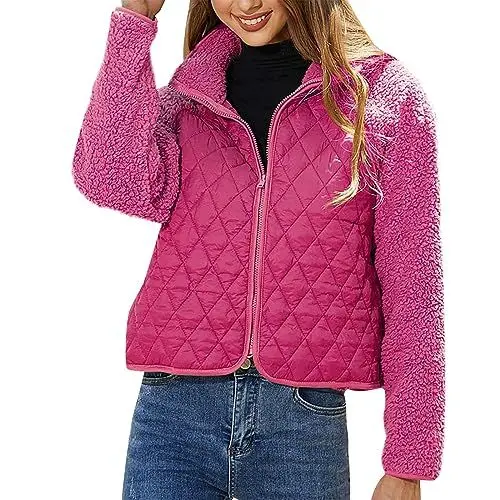 Produktbild: HKUOPW Mantel Damenen Einfarbige Tunikas Pluesch Mantel mit Reißverschluss Vorne Coat Women Warmer Reverskragen Langarmm Lässig Park Regular Fit Herbste