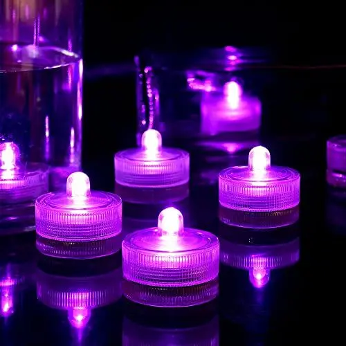 Produktbild: HL Unterwasser-LED-Licht, rosa wasserdichte flammenlose Teelichter, Pool-Lichter für zu Hause Vase Festival-Hochzeitsparty-Dekoration 24pcs