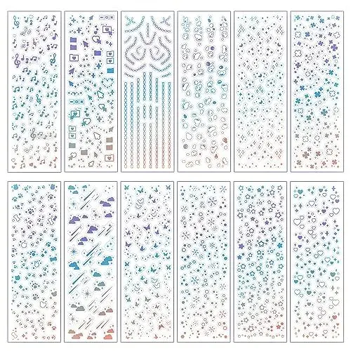 Produktbild: HLIWS 24 Blätter Laser Star Aufkleber, Silber Glitter Aufkleber, Selbstklebende Aufkleber, für Scrapbooking, Fotos, DIY Crafts (12 Styles)