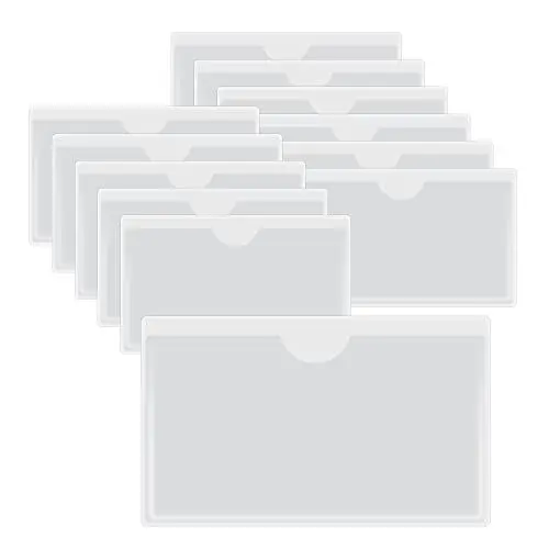 Produktbild: HLIWS Selbstklebend Visitenkarten Taschen-12 Stück Etikettenhalter Selbstklebend,Transparent Scheckkartenhülle,zum Schutz Ihrer Karten oder Fotos(Innengröße:5 * 9cm)