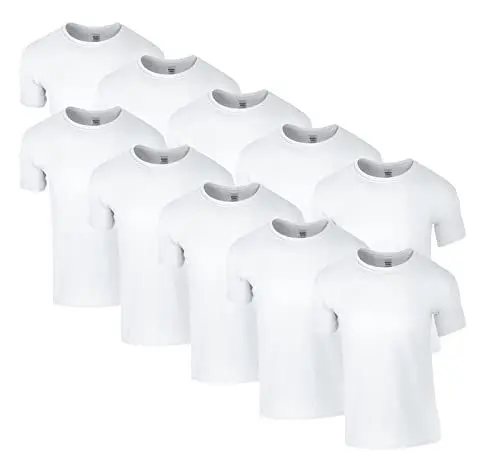 Produktbild: HLKauf 10 Gildan T-Shirts Softstyle Rundhals Ausschnitt M L XL XXL 3XL 4XL 5XL Shirt Herren Baumwolle & GRATIS Block (10x Weiss & 1 HLKauf Block, XXL)