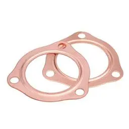 Produktbild: Hlyjoon 2 Stücke 2,5 Zoll 3 Schrauben Muster Kupfer Header Auspuffkrümmer Dichtungen Wiederverwendbare Hardware Dichtung Auspuffdichtung Auspuff Flansch Dichtung für SBC BBC 302 350 454