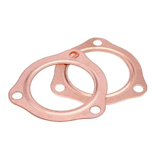 Produktbild: Hlyjoon 2 Stücke 2,5 Zoll 3 Schrauben Muster Kupfer Header Auspuffkrümmer Dichtungen Wiederverwendbare Hardware Dichtung Auspuffdichtung Auspuff Flansch Dichtung für SBC BBC 302 350 454
