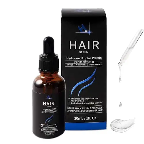 Produktbild: HM Haarwachstumsserum Mit Biotin, Rizinusöl, Aminosäuren & Lupinenprotein | Haarschäden und Haarausfall vorbeugen | Kopfhaut Serum For Volleres & stärkeres Haar | Vegan Geeignet | Nicht fettend
